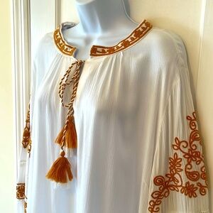 NWT Starling Reine Dress Oversized Top Women’s Small White Beachy Boho Peasant